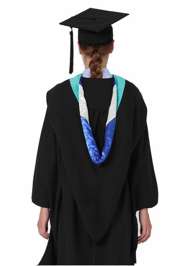 GraduationMall - Unisex Deluxe Bachelor Graduation Hood (PeacockRoyalWhite) - Image 1