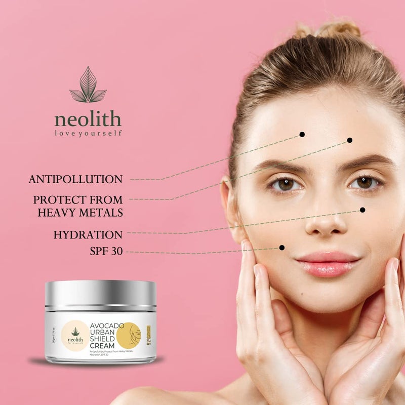 NEOLITH Neolith Avocado Urban Shield Face Cream Antipollution Daily Face Cream With Spf30 for Bright and Glowing Skin Pollution Defense Cream Uv Day Cream 50 Gm for Men Women  - Image 4