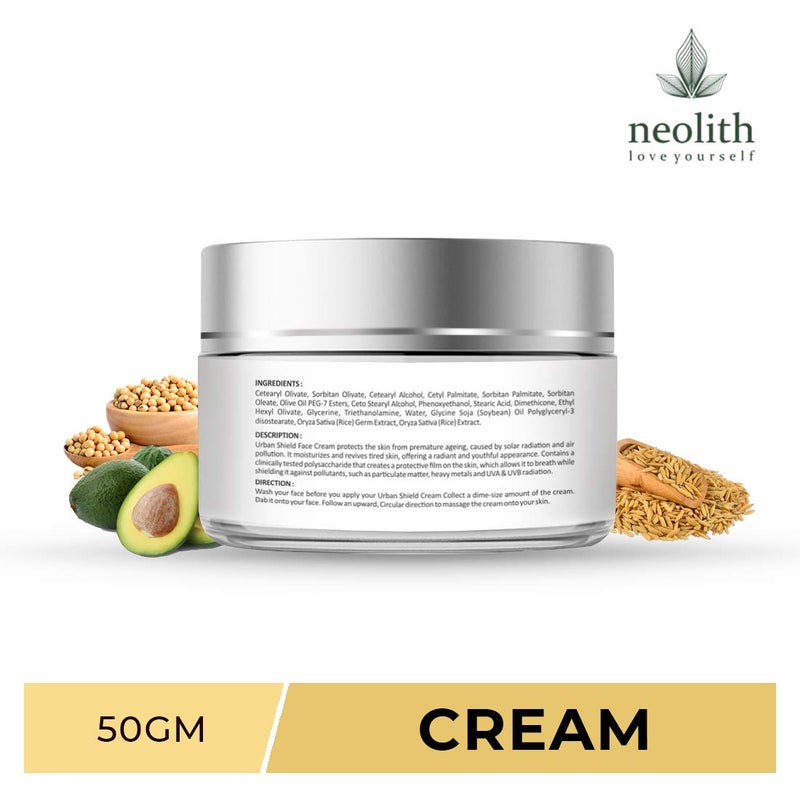 NEOLITH Neolith Avocado Urban Shield Face Cream Antipollution Daily Face Cream With Spf30 for Bright and Glowing Skin Pollution Defense Cream Uv Day Cream 50 Gm for Men Women  - Image 2