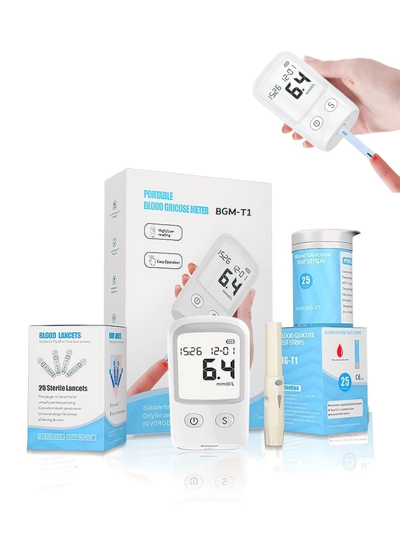Generic Blood Glucose Monitoring System, Self-monitoring Blood Sugar Test Kit with 50 Glucometer Strips and 50 Lancets, Diabetes Testing Set, Glucometer Kit for Home  - Image 1
