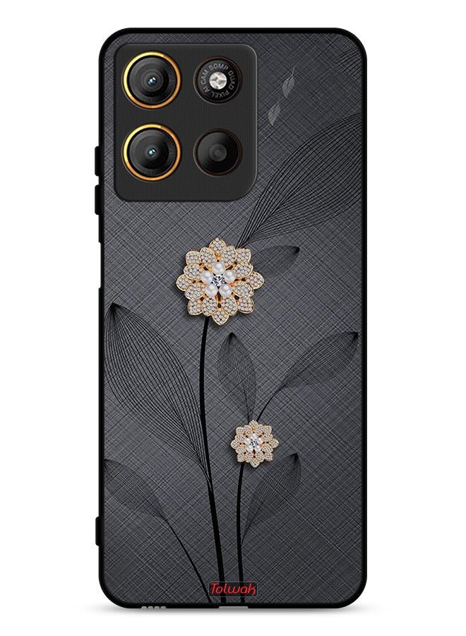 Tolwak Motorola Moto G15 Protective Case Cover Diamond Flowers Art