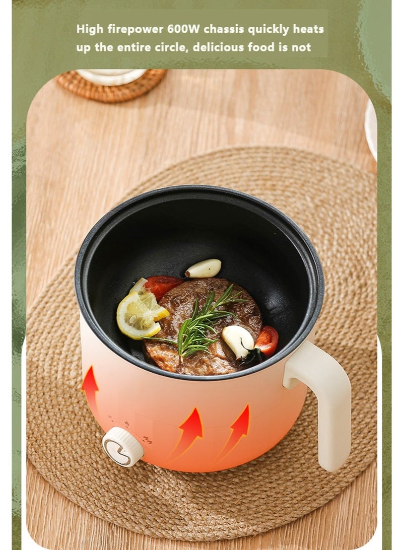 TDAO 3-Piece 1.8L 600W Electric Hot Pot Set, Non-Stick, with Stainless Steel Steamer and Temperature Control. Can be Used as a Hot Pot, Electric Frying Pan, and Electric Slow Cooker. Features Include Anti-Dry-Burning Automatic Power-off Function. Suitable for Grilling Steak, Frying Eggs, Cooking Noodles, Stir-Frying Vegetables, Making Soup, Hot Pot, Teppanyaki, and Boiling Eggs (Beige/Silver). - Image 5