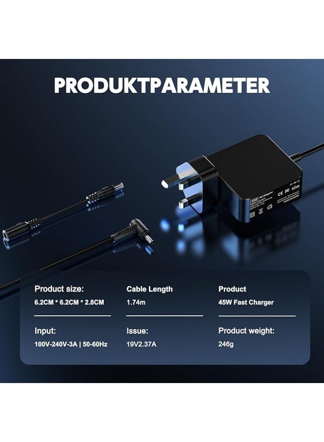 Terabyte 45W Laptop Charger Compatible With 14 15 S14 S15 E203M E406M E410M X540S X540L X540UA X540SA X553M X553S X556U, Zenbook 13 14 15 UX303U UX305 UX305C UX330U UX430U - Image 4