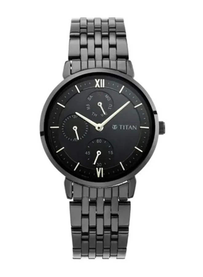 تيتان Titan Workwear Quartz Multifunction Women Watch Black Dial With Black Colour Metal Strap