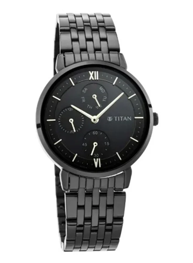 تيتان Titan Workwear Quartz Multifunction Women Watch Black Dial With Black Colour Metal Strap