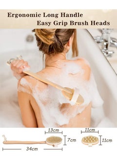 Garlo Shower Brush, Detachable Dry Brushing Body Brush for Body Cellulite and Lymphatic, Back Scrubber for Shower Long Handle Natural Bristle Exfoliator Scrubber, Dual Brush Heads for Women & Man.  - Image 4