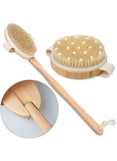 Garlo Shower Brush, Detachable Dry Brushing Body Brush for Body Cellulite and Lymphatic, Back Scrubber for Shower Long Handle Natural Bristle Exfoliator Scrubber, Dual Brush Heads for Women & Man.  - Image 1