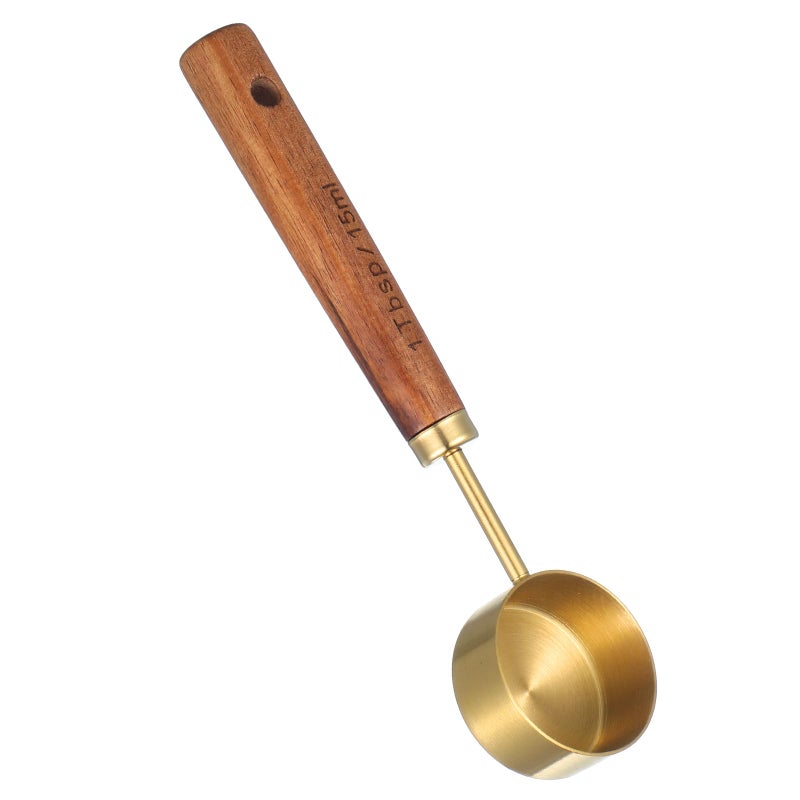 Tyqour Stainless Steel & Wood 1 Teaspoon Scoop Coffee Measuring Scoop 1Tablespoon Measuring Spoon Perfect for Coffee, Tea, and More - Image 1