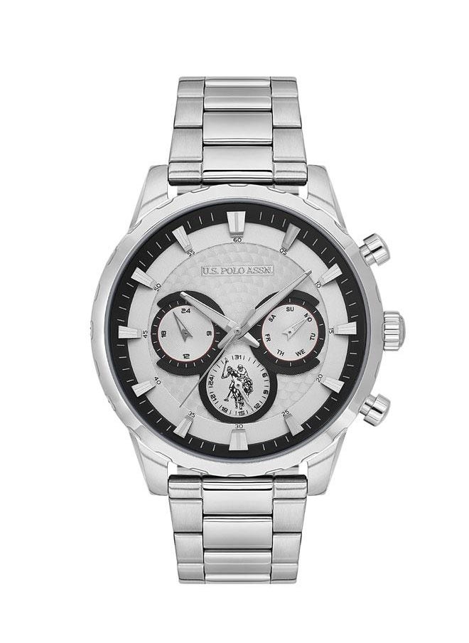U.S. Polo Assn. U.S. Polo Assn. USPA1055B-01 46mm Watch with Silver Dial, Chronograph Features & Stainless Steel Band - Stylish Timepiece for Fashion-Forward Gents  - Image 1