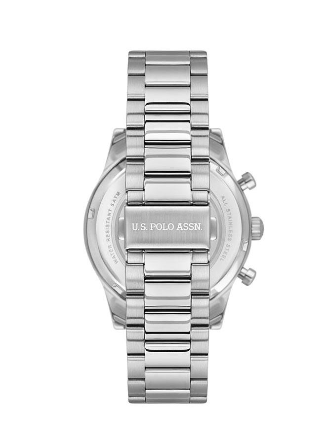 U.S. Polo Assn. U.S. Polo Assn. USPA1055B-01 46mm Watch with Silver Dial, Chronograph Features & Stainless Steel Band - Stylish Timepiece for Fashion-Forward Gents  - Image 3