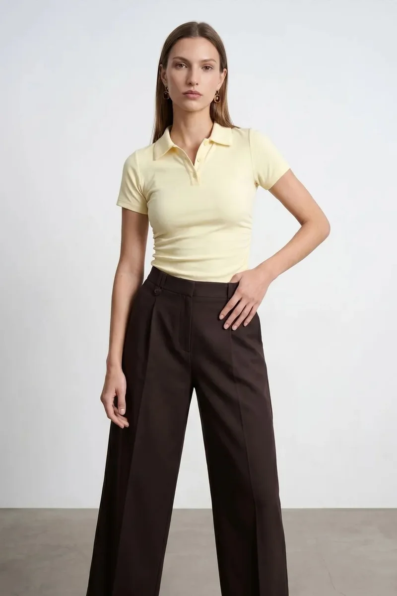 DILVIN Women’s Crop Slim Fit Polo T-Shirt