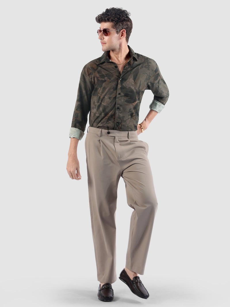 Beyoung Brown Tropical Printed Viscose Shirt - Image 4