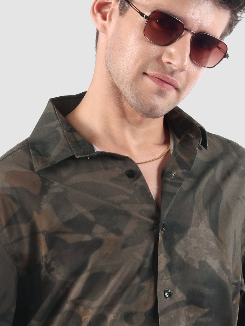 Beyoung Brown Tropical Printed Viscose Shirt - Image 5