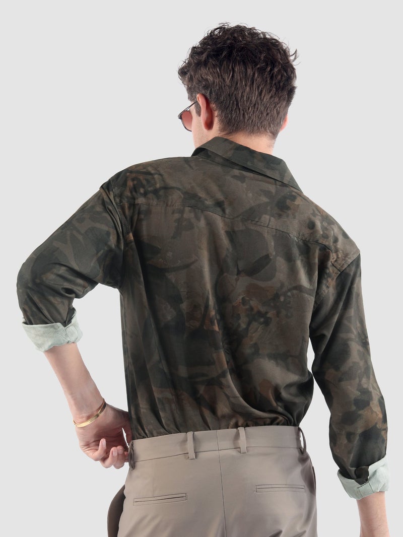 Beyoung Brown Tropical Printed Viscose Shirt - Image 3