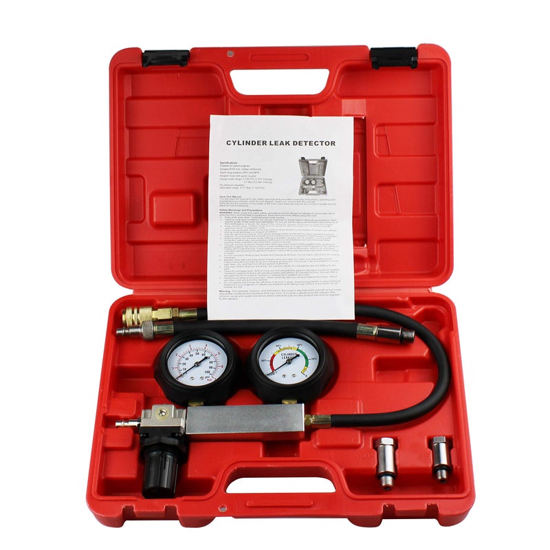 HFSR Cylinder Leak DetectorEngine Compression Diagnosis Test KitCylinder Leakage Leakdown Leak Detector Engine Compression Tester for Piston Ring Valve Head Gasket