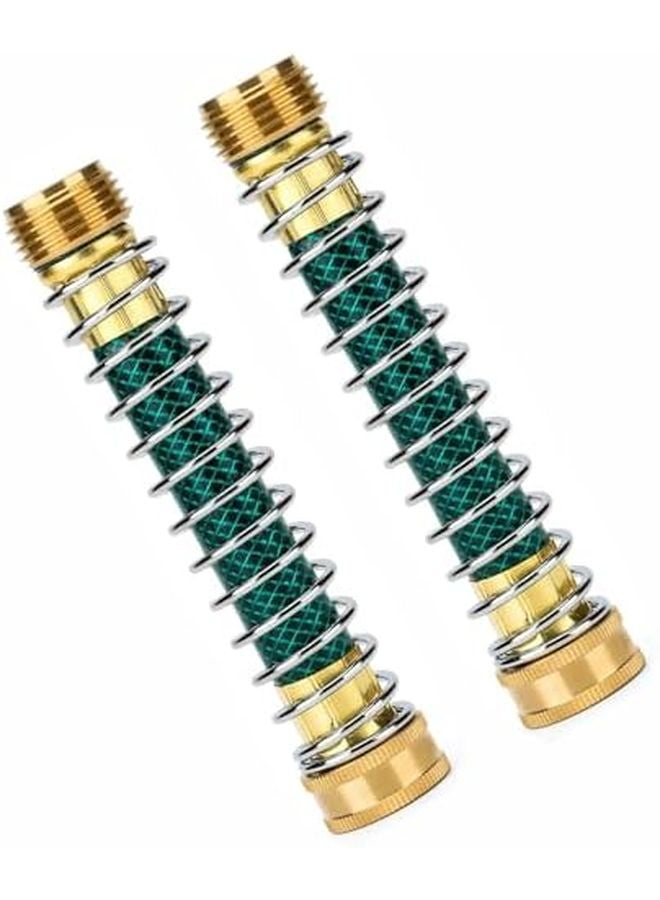 2 Pack Brass Garden Hose Protector Adapter with Coil Spring for Faucet Extension - Image 1