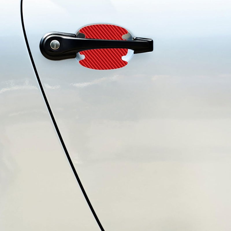 Ciieeo Carbon Fiber Car Door Handle Scratch Protector and Vehicle Door Bowl Protective Sticker 3 Sets Red Anti-Scratch Film and Car Bowl Cover - Image 5
