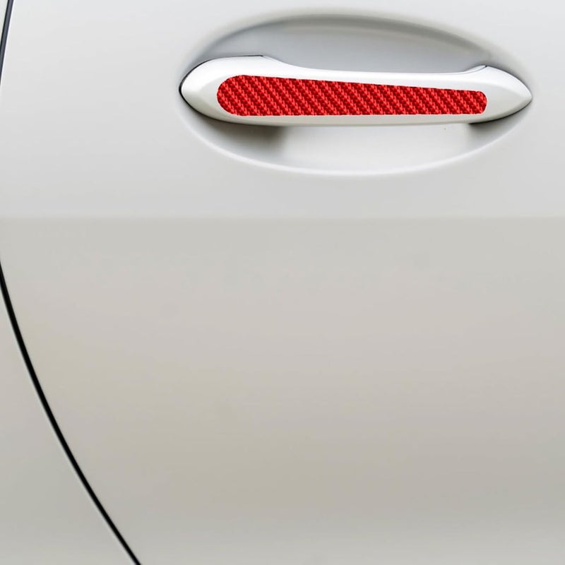Ciieeo Carbon Fiber Car Door Handle Scratch Protector and Vehicle Door Bowl Protective Sticker 3 Sets Red Anti-Scratch Film and Car Bowl Cover - Image 4
