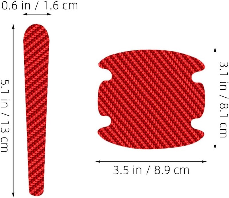 Ciieeo Carbon Fiber Car Door Handle Scratch Protector and Vehicle Door Bowl Protective Sticker 3 Sets Red Anti-Scratch Film and Car Bowl Cover - Image 2