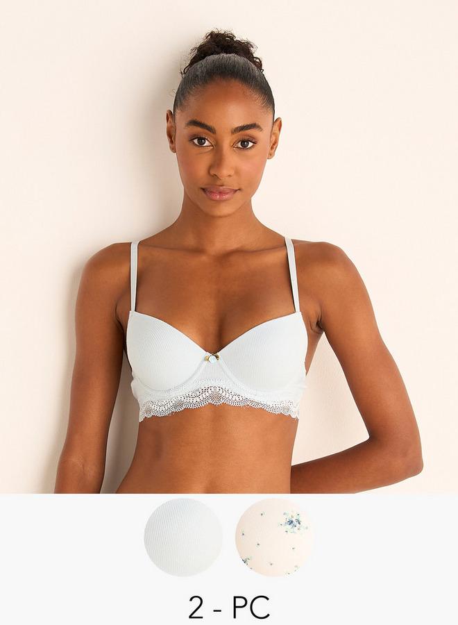 Splash FAV Set of 2 - Lace Trim Padded Bra with Hook and Eye Closure - Image 1