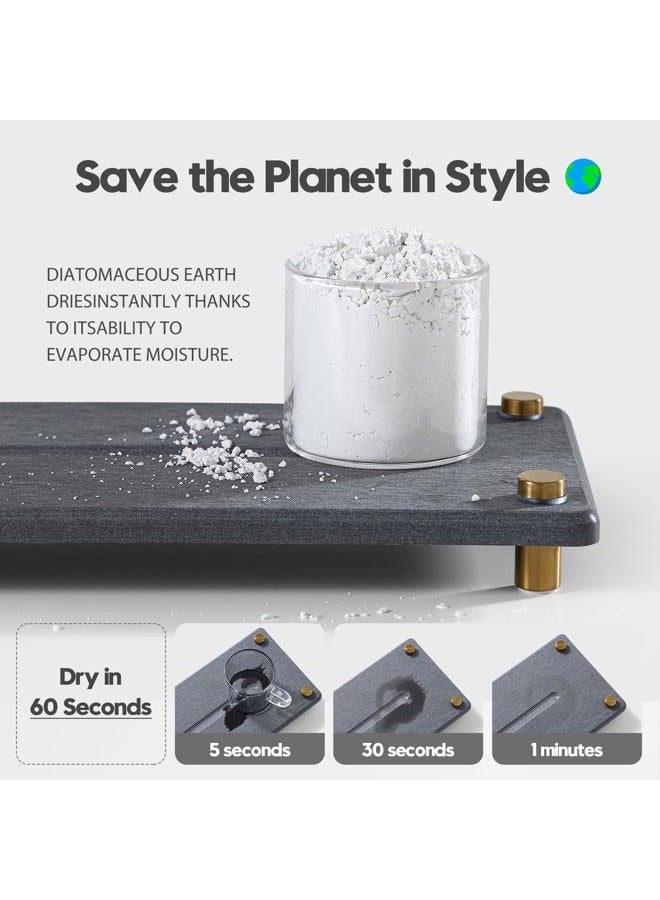 Razborci Kitchen Sink Caddy Water Absorbing Stone Drying Tray, Diatomite Bathroom Sink Organizer, Faucet Counter Mat Coaster, Soap Dish Rack Riser Dispenser Sponge Holder, Dark Gray Gold -12.5" x 4.5" - Image 4
