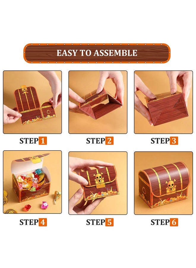 Chinco Treasure Treat Chest Boxes Cardboard Pirate Treasure Treat Chest Pirate Present Goodie Boxes Treasure Candy Favor Boxes for Halloween Treasure Hunt Game Pirate Theme Party?Simple Style,24 Pcs? - Image 5