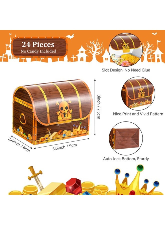 Chinco Treasure Treat Chest Boxes Cardboard Pirate Treasure Treat Chest Pirate Present Goodie Boxes Treasure Candy Favor Boxes for Halloween Treasure Hunt Game Pirate Theme Party?Simple Style,24 Pcs? - Image 2