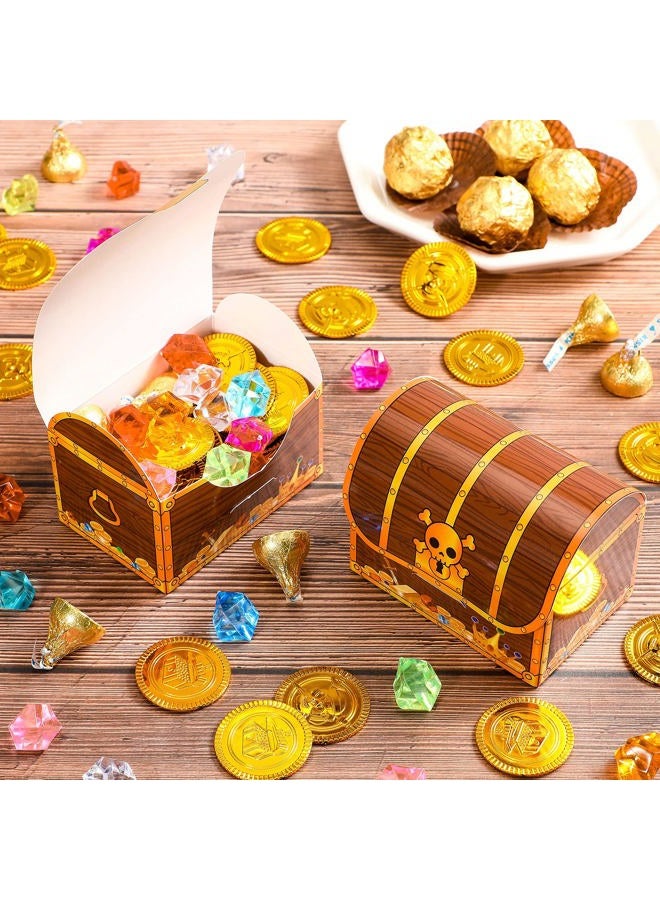 Chinco Treasure Treat Chest Boxes Cardboard Pirate Treasure Treat Chest Pirate Present Goodie Boxes Treasure Candy Favor Boxes for Halloween Treasure Hunt Game Pirate Theme Party?Simple Style,24 Pcs? - Image 3