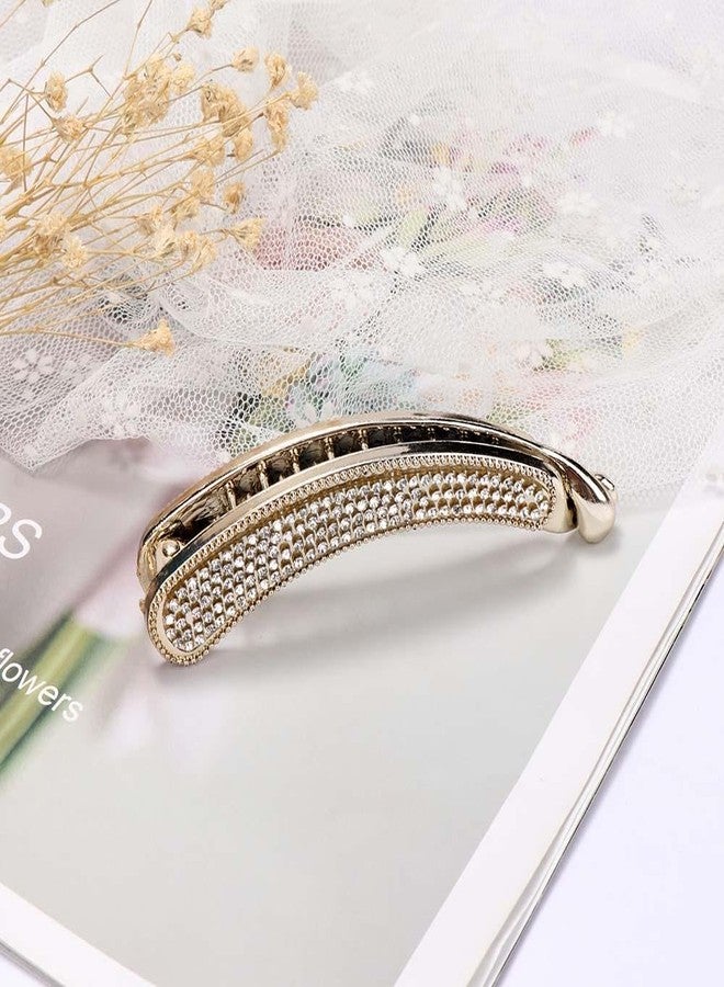 Pokinge 3pcs Shining Rhinestone Banana Barrette Hairpins Crystal Hair Claw Clips Ponytail Holder Hair Accessories for Women Ladies - Image 3