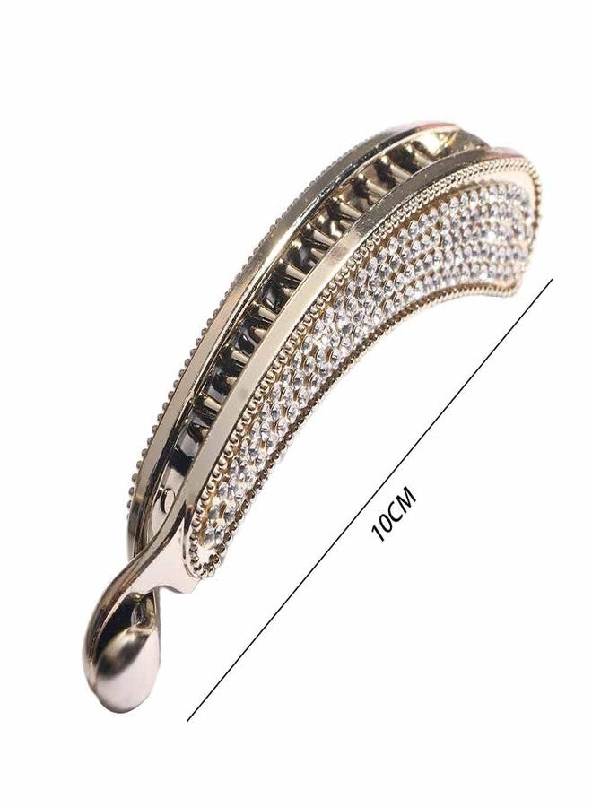 Pokinge 3pcs Shining Rhinestone Banana Barrette Hairpins Crystal Hair Claw Clips Ponytail Holder Hair Accessories for Women Ladies - Image 2