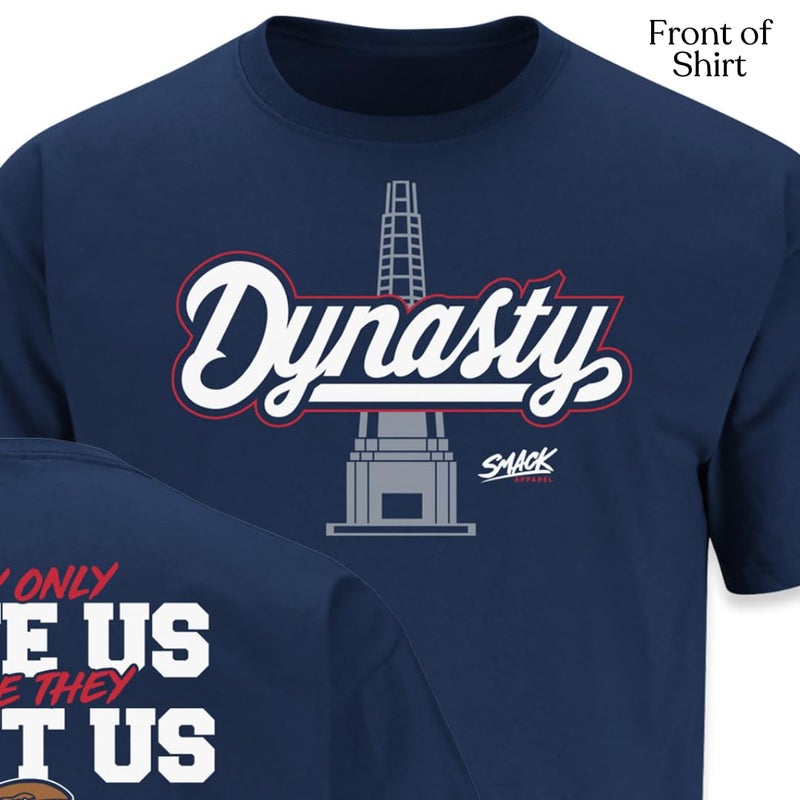 Smack Apparel New England Football Fans. Dynasty. They Only Hate US 'Cause They Ain't US. Navy T-Shirt (Sm-5X) (Short Sleeve, X-Large) - Image 3