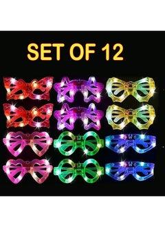 Wizme Wizme 12 PCS Flashing LED Light Up Goggles Glasses Toy Party Blinking LED Light Glasses Party Sunglasses Flashing Goggles for Kids Birthday Theme Costume Return Gift Items (Set of 12)  - Image 2