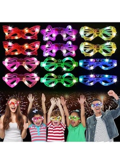 Wizme Wizme 12 PCS Flashing LED Light Up Goggles Glasses Toy Party Blinking LED Light Glasses Party Sunglasses Flashing Goggles for Kids Birthday Theme Costume Return Gift Items (Set of 12)  - Image 3