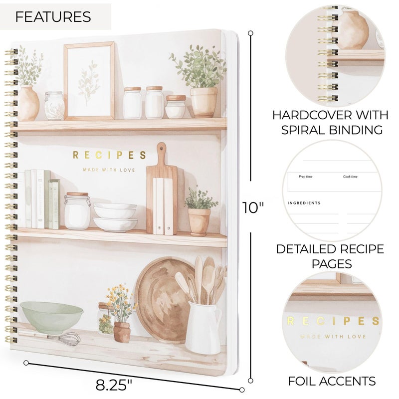 ZICOTO Aesthetic Recipe Book for 100+ Cherished Meals - Spacious 8.25 x 10" Notebook to Write In Your Own Recipes - Beautiful Blank Cookbook for Seamless Homemade Dish Planning - Image 5