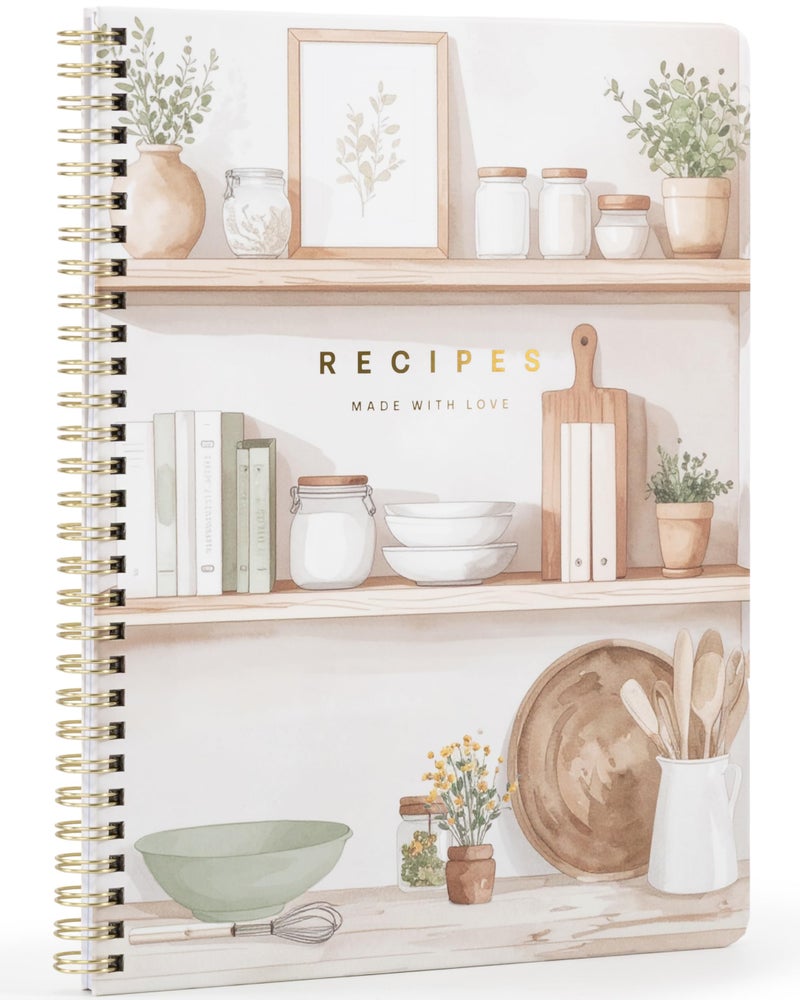 ZICOTO Aesthetic Recipe Book for 100+ Cherished Meals - Spacious 8.25 x 10" Notebook to Write In Your Own Recipes - Beautiful Blank Cookbook for Seamless Homemade Dish Planning - Image 1