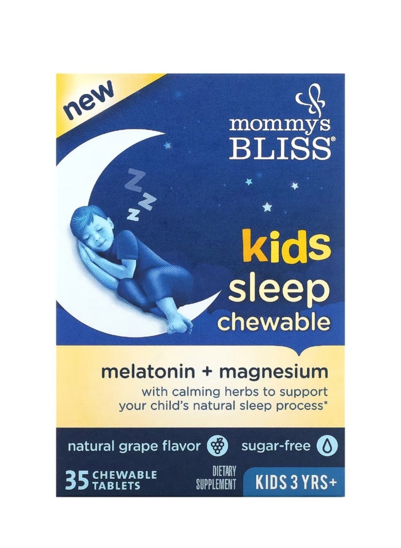 Mommy's Bliss Kids Sleep Chewable Melatonin + Magnesium Kids 3 Yrs+ Natural Grape 35 Chewable Tablets - Image 1
