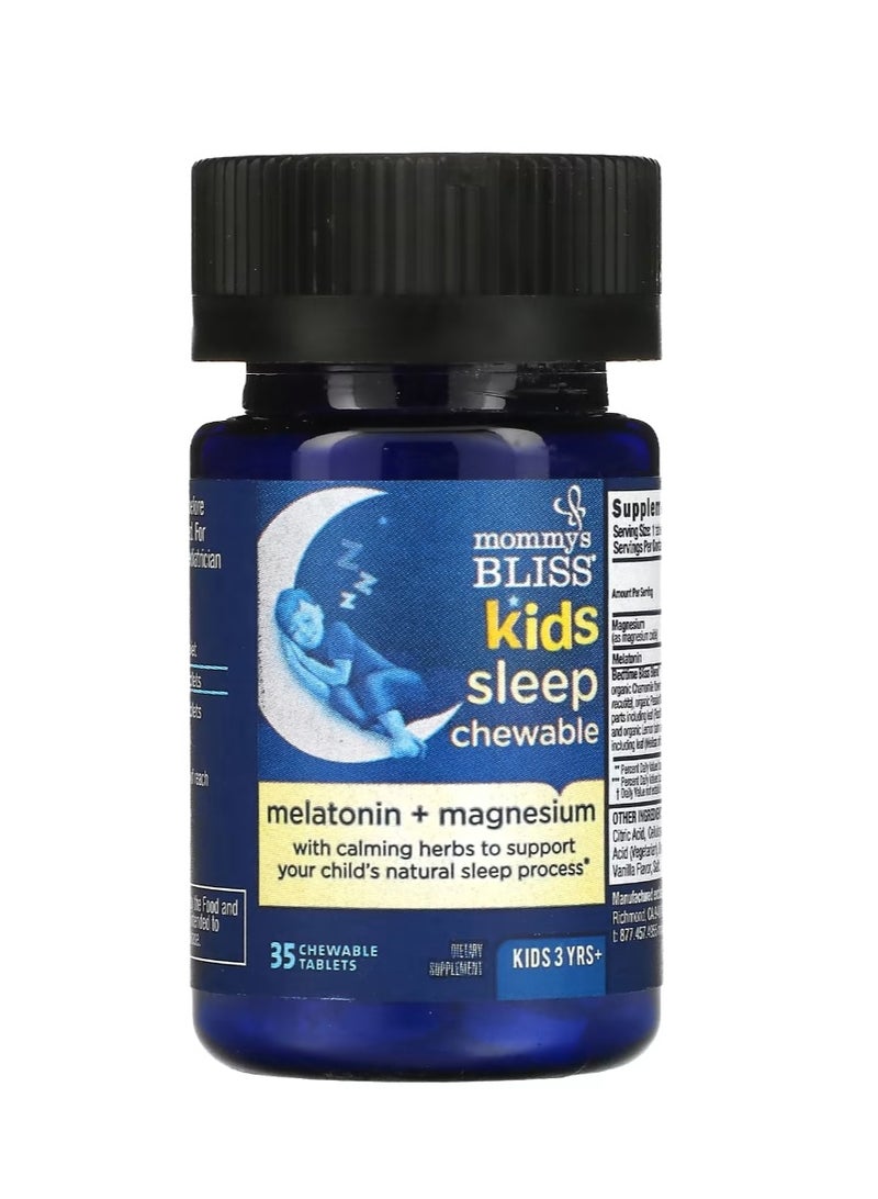 Mommy's Bliss Kids Sleep Chewable Melatonin + Magnesium Kids 3 Yrs+ Natural Grape 35 Chewable Tablets - Image 2