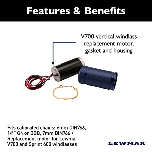 Lewmar Motor Kit, Fits Calibrated Chains: 6mm DIN766, 1/4" G4 or BBB, 7mm DIN766 / Replacement Motor for V700/Sprint 600 Windlasses - 2020200923 - Image 2