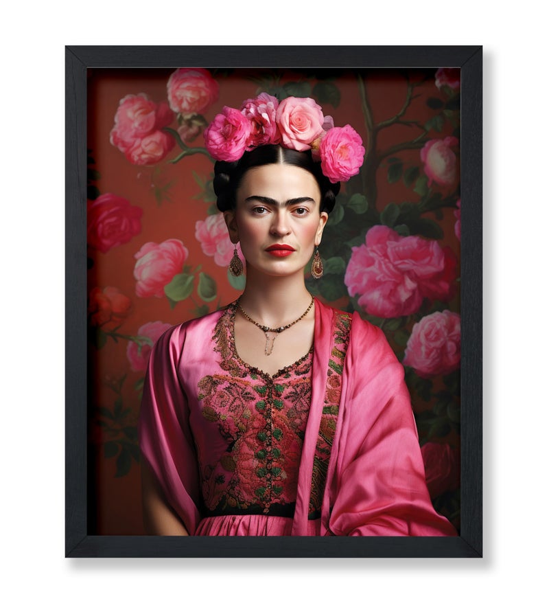 Poster Master Frida Print - Portrait Poster - Mexican Painter Art - Floral Gift for Men & Women - Aesthetic Wall Decor for Bedroom, Living Room, Office or Dorm - 8x10 UNFRAMED Wall Art - Image 1