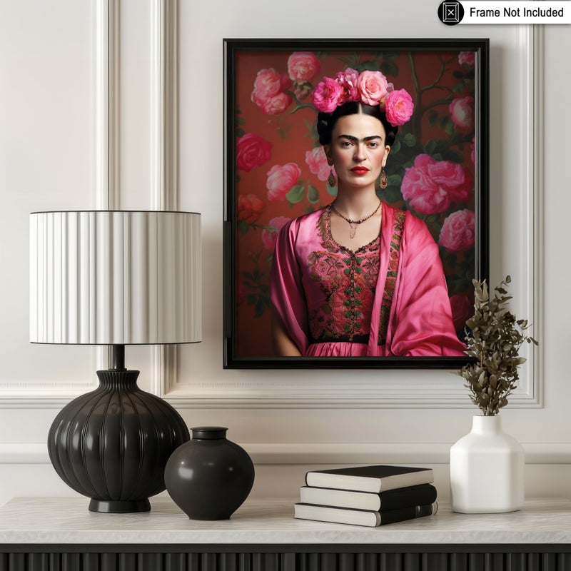 Poster Master Frida Print - Portrait Poster - Mexican Painter Art - Floral Gift for Men & Women - Aesthetic Wall Decor for Bedroom, Living Room, Office or Dorm - 8x10 UNFRAMED Wall Art - Image 3