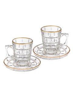 A set of glass tea cups with a golden line, 12 pieces (6 cups + 6 saucers) - pzsku/Z65366645C54A1533C36BZ/45/_/1715429339/415daf96-04d5-4f3e-a736-6547fc456124