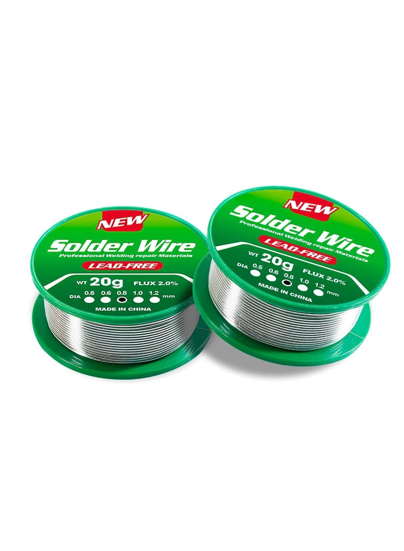 CMGTYYD Solder 0.8 mm, Solder Lead Free With Rosin Core (Sn99.3 Cu0.7), Soldering Wire With Flux 20 g, Solder Wire For Repair And DIY Of Electronic Electric Soldering Components (2 Pcs) - Image 1