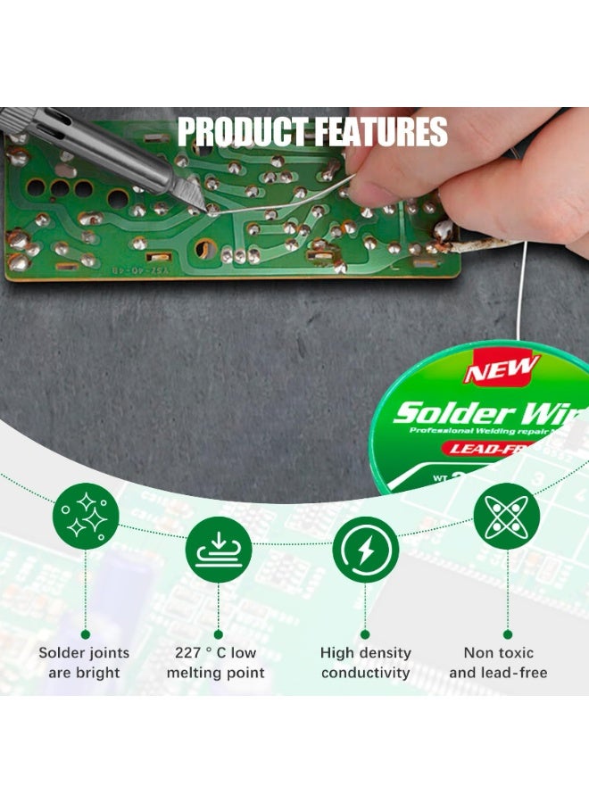 CMGTYYD Solder 0.8 mm, Solder Lead Free With Rosin Core (Sn99.3 Cu0.7), Soldering Wire With Flux 20 g, Solder Wire For Repair And DIY Of Electronic Electric Soldering Components (2 Pcs) - Image 3