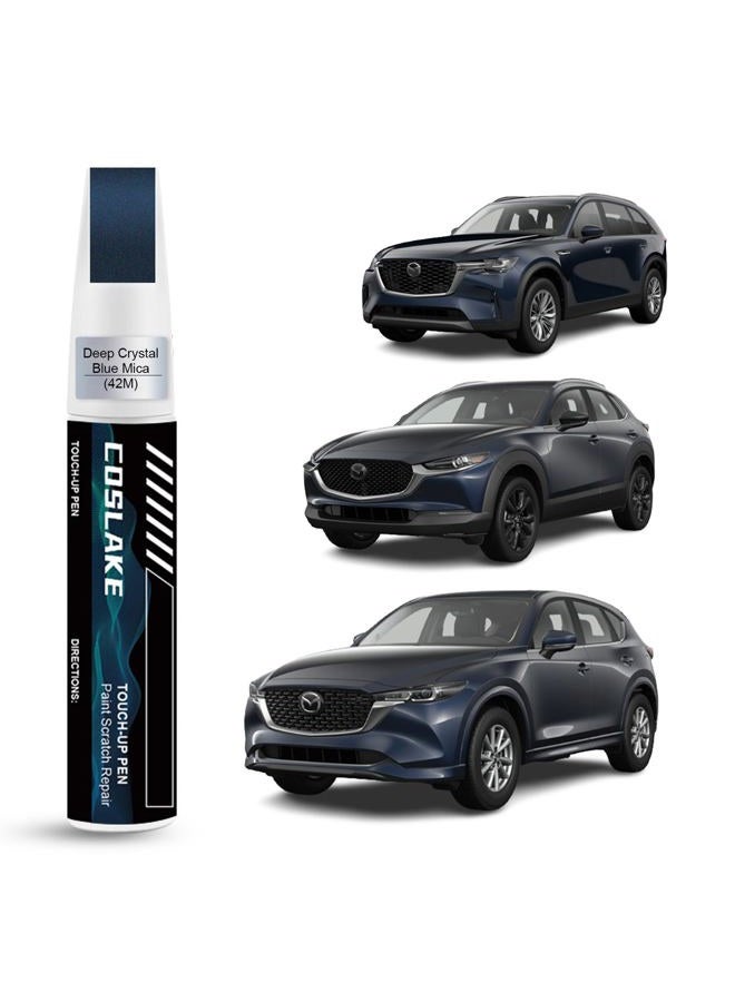 COSLAKE Car Touch Up Paint(Deep Crystal Blue Mica(42M)) for Mazda, Car Paint Scratch Repair Kit, Quick & Easy Solution to Repair, 2 in 1 Scratch Remover Pen with Color-Matched - Image 1