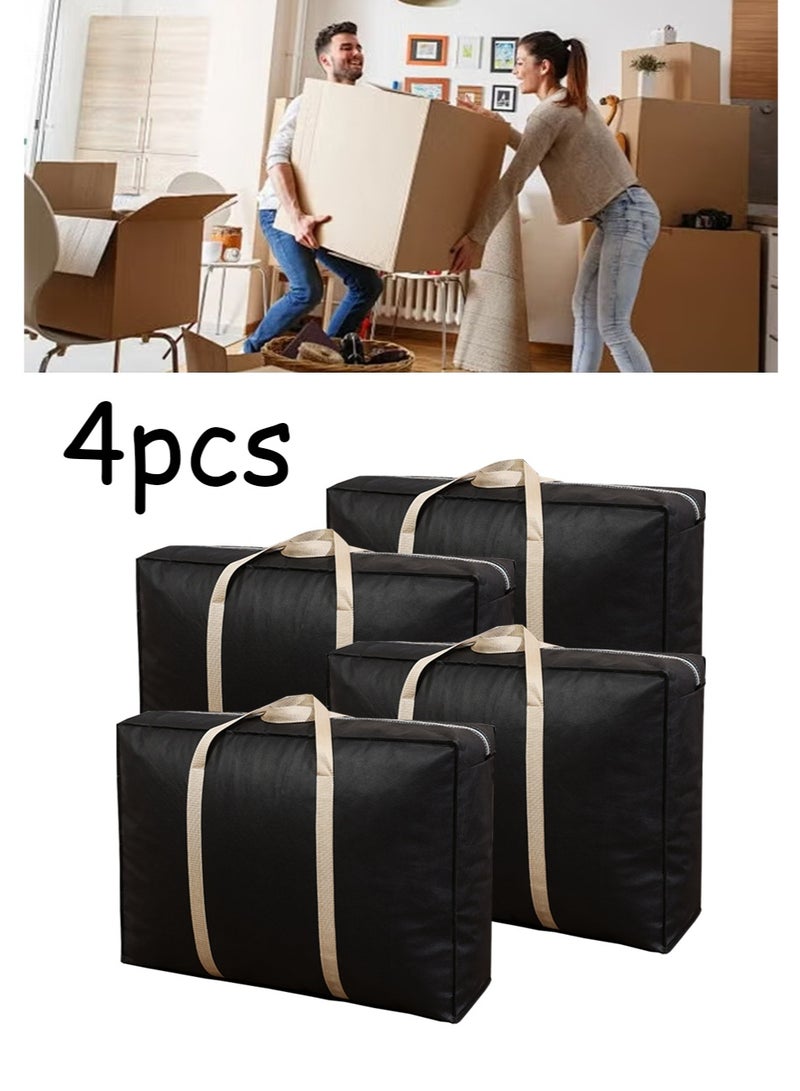4 Pack Moving Bags, Moving Supplies, Moving Boxes, College Packing Storage Boxes, Heavy Duty Totes, Extra Large, Sturdy Handles, Zipper, for Packaging (4 Pack) - Image 1