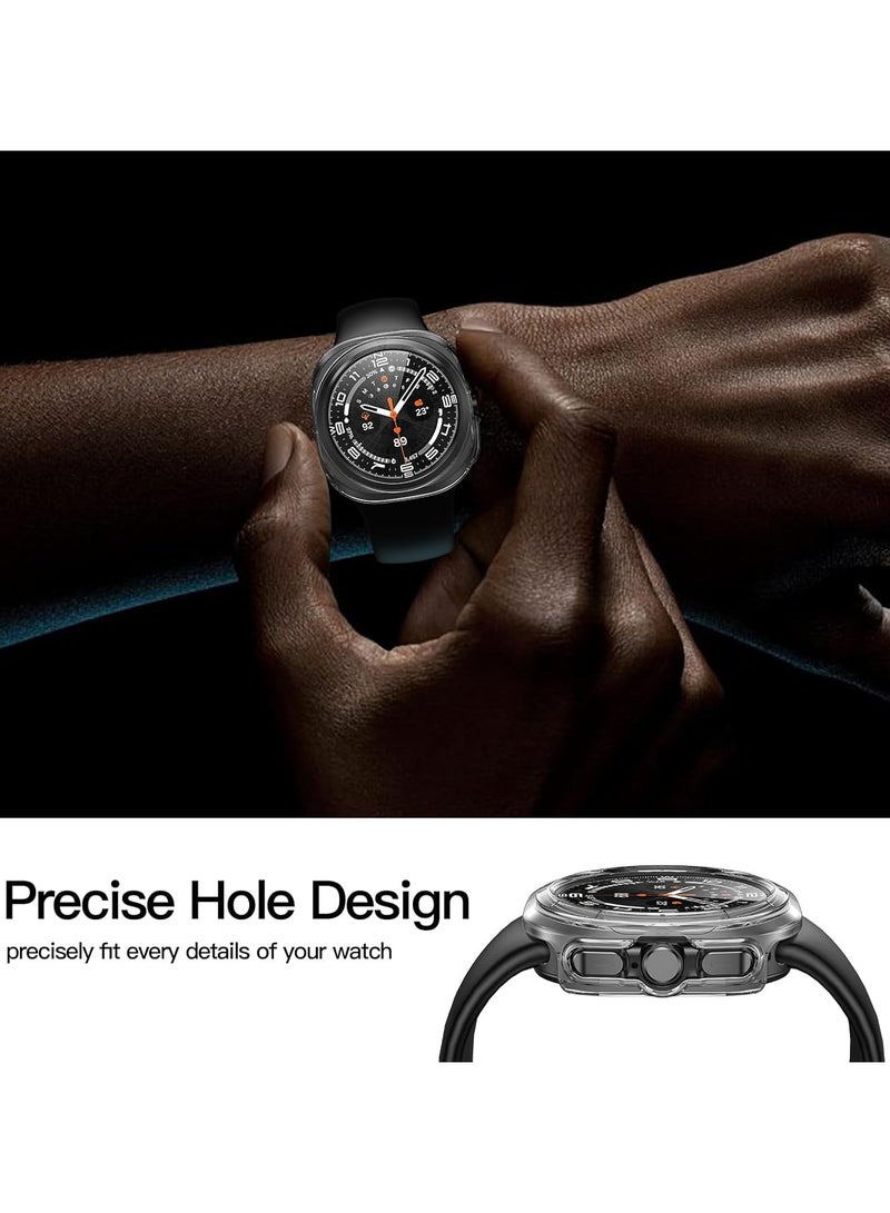 Hard PC Screen Protector Case for Samsung Galaxy Watch 7 Ultra 47MM,Anti-Slip Ultra-thin Scratch Resistant Cover with Tempered Glass for Galaxy Watch 7 Ultra 47MM,Clear - Image 4