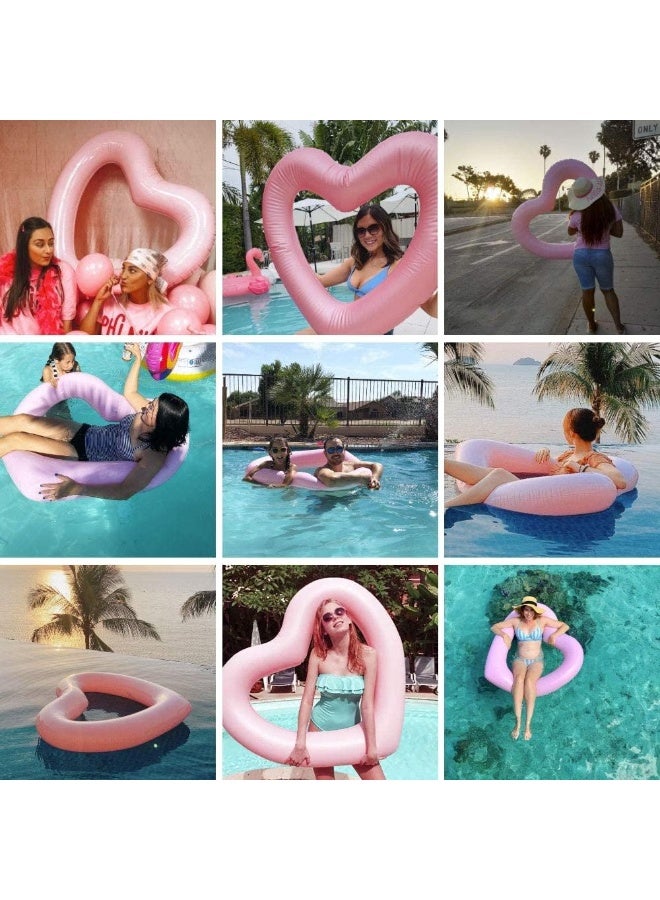 HZYH Inflatable Swim Rings, Heart Shaped Swimming Pool Float Loungers, Fordable Pool Toys for Summer Beach Water Party, Thick Pvc Material, Well Resistant To Extrusion and Tear, for Kids and Adults - Image 4