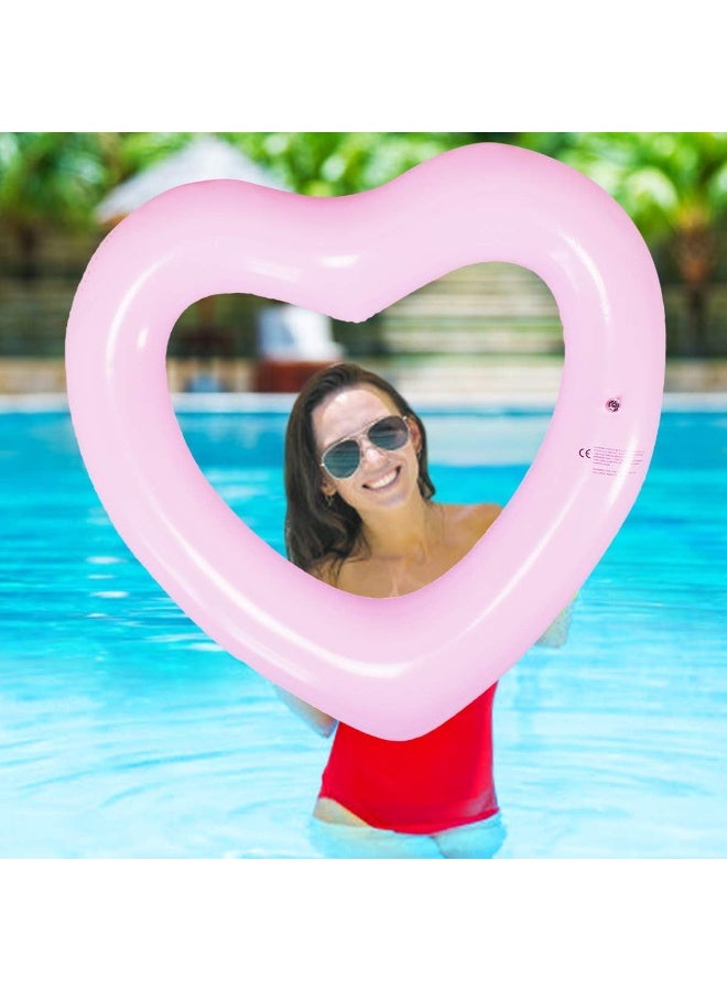 HZYH Inflatable Swim Rings, Heart Shaped Swimming Pool Float Loungers, Fordable Pool Toys for Summer Beach Water Party, Thick Pvc Material, Well Resistant To Extrusion and Tear, for Kids and Adults - Image 2