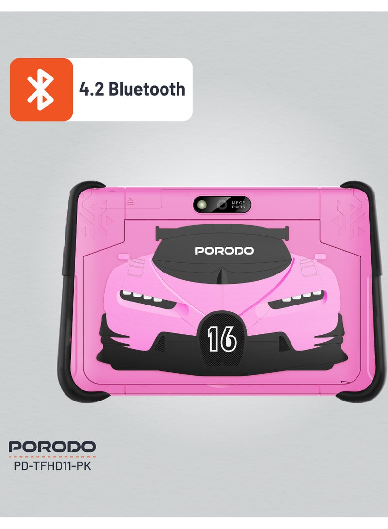 porodo 10.1" Kids Android Tablet with shock-Resistant Case / Screen Protector / x2 Nano Sim / 2MP Camera / Audio Jack / Bluetooth / Wifi / Durable Smart Tablet for Kids - Pink - Image 4