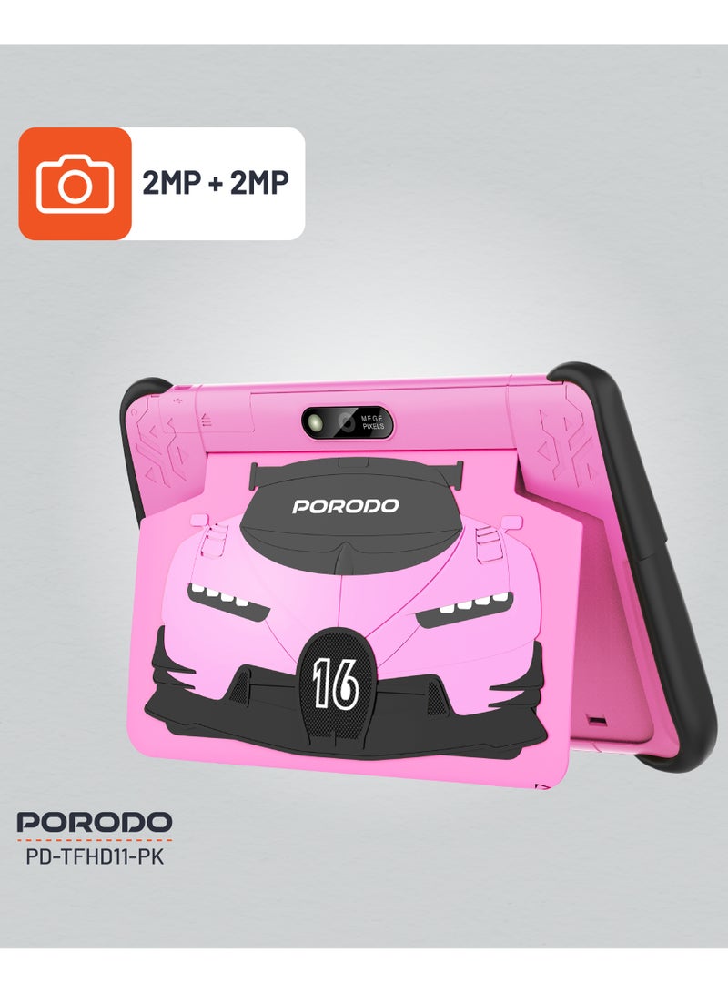 porodo 10.1" Kids Android Tablet with shock-Resistant Case / Screen Protector / x2 Nano Sim / 2MP Camera / Audio Jack / Bluetooth / Wifi / Durable Smart Tablet for Kids - Pink - Image 5